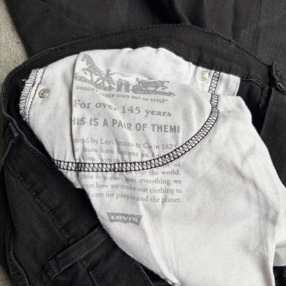 Levis 512 Slim Taper Mens Jeans 38x32 Washed Black Denim Pants